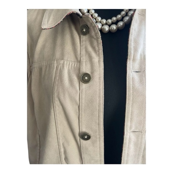 Reversible Women’s Vest Brushed Suede Tan Satin Paisley Button Up Classy Sz Lg - Picture 2 of 6